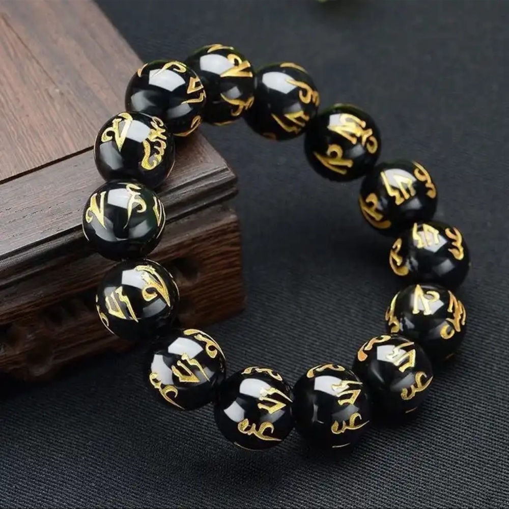 Black Obsidian Tibetan Mantra Bracelet